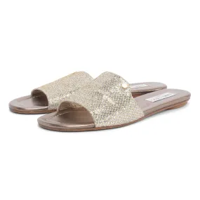 Jimmy Choo Champagne Lame Nanda Slides 40