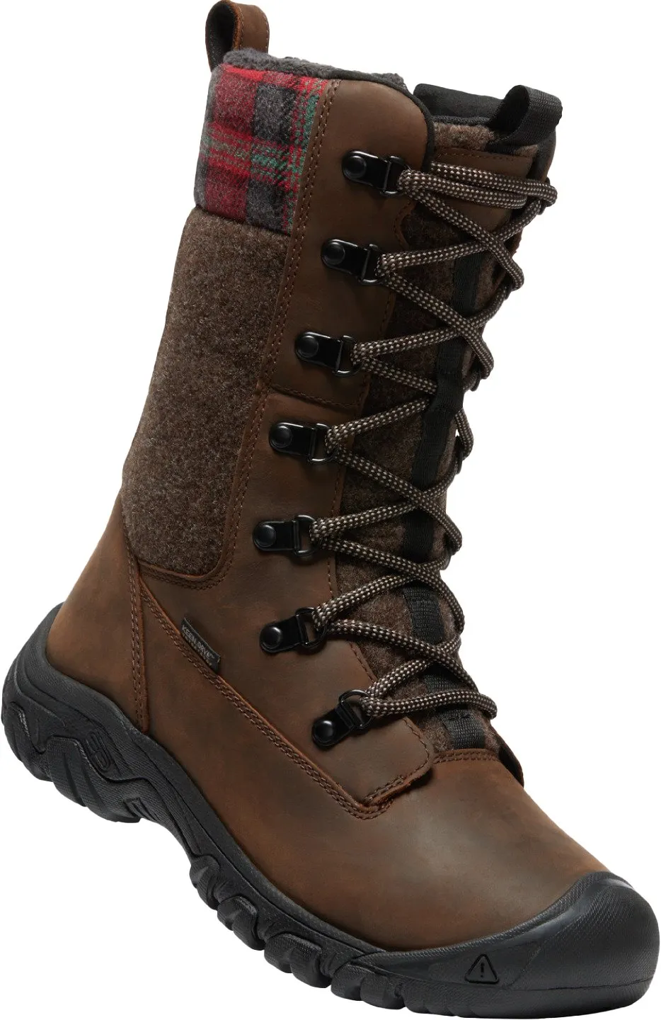 Keen Women's Greta Tall Waterproof Brown/Red Plaid