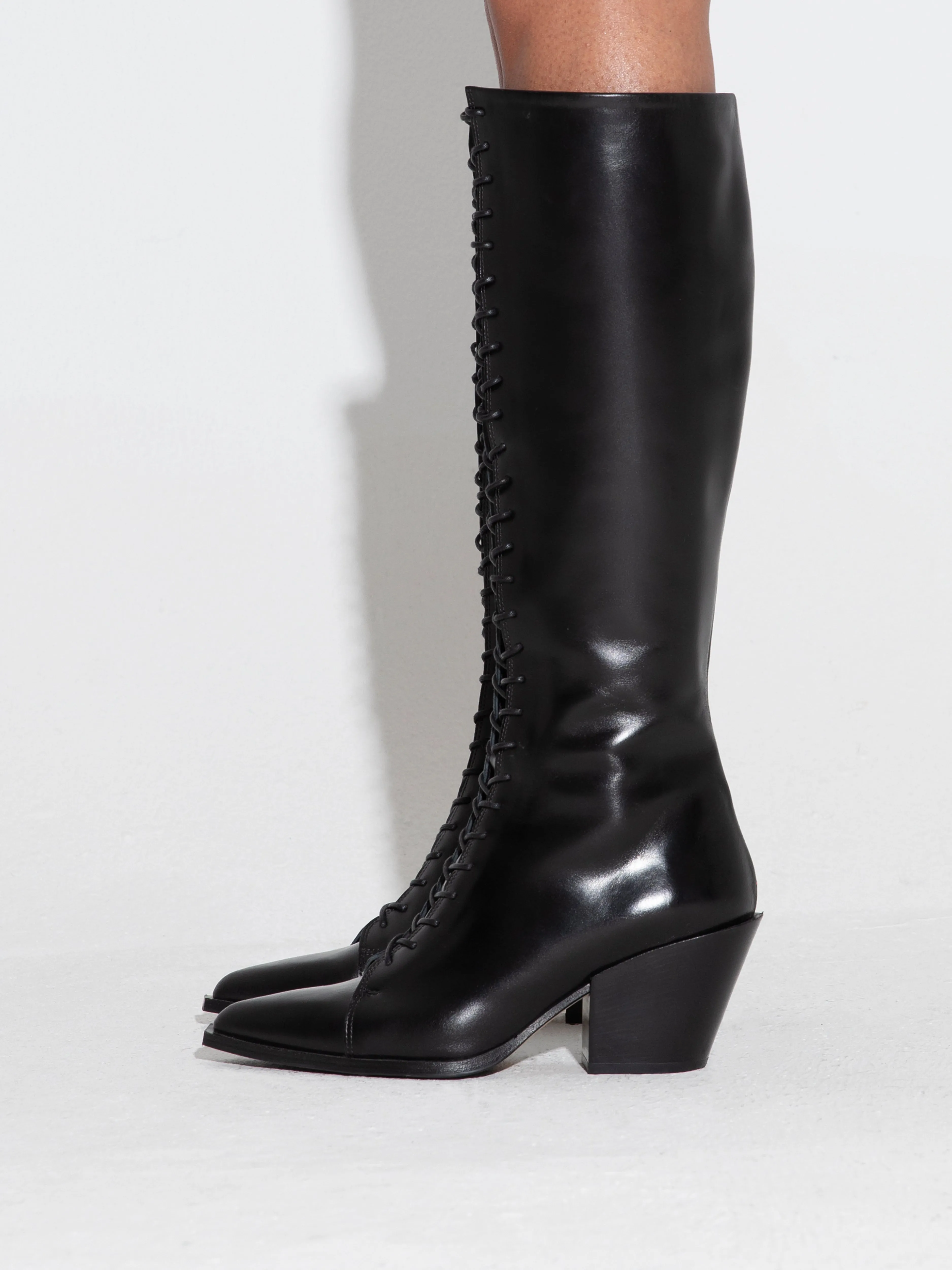 Kristina Leather Cowboy Knee-High Boots