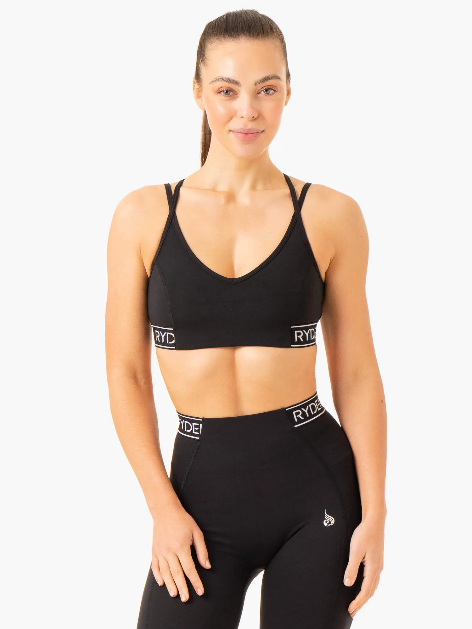 Level Up V-Neck Sports Bra - Black