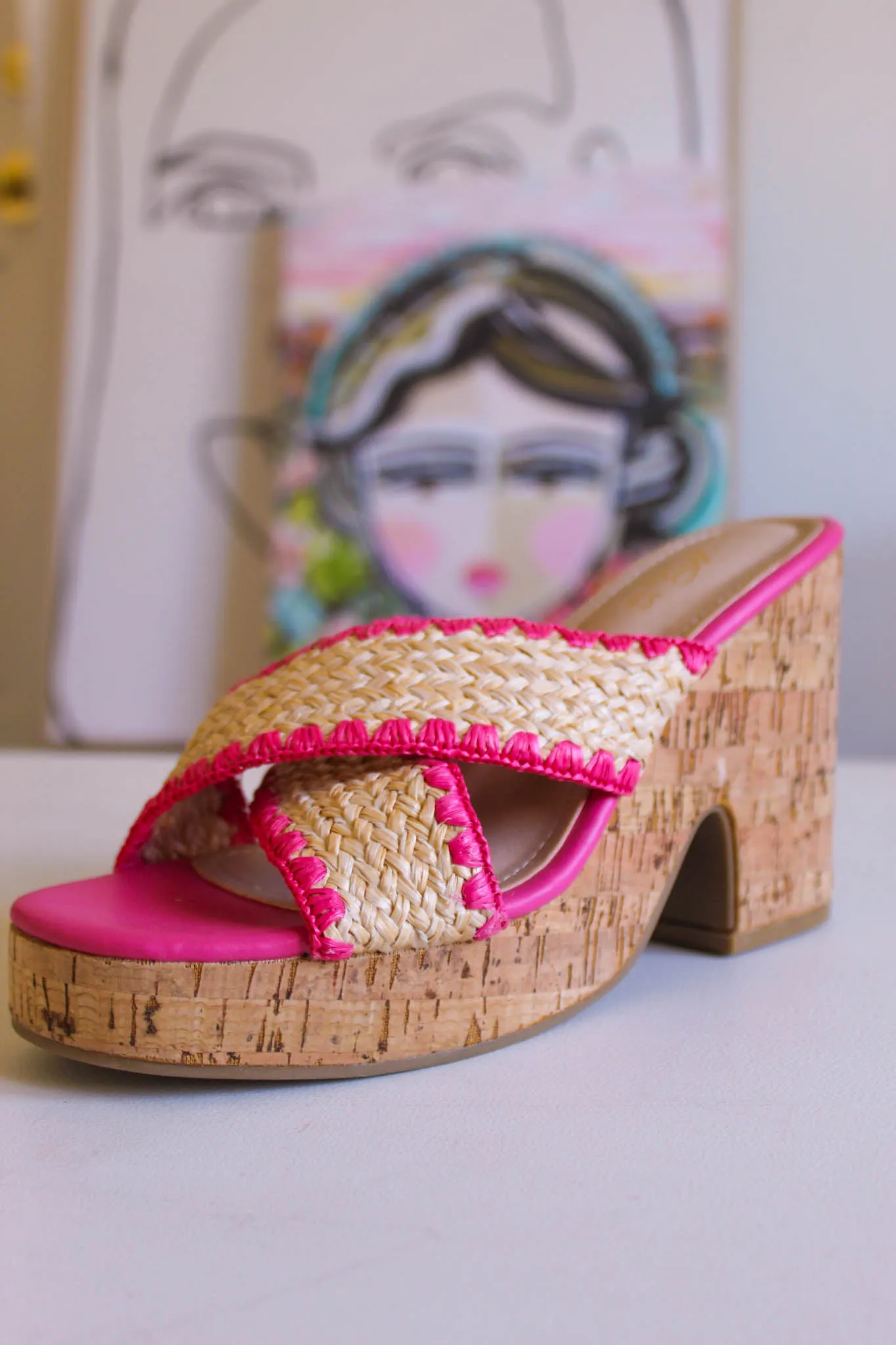 Life of the Party Cork Heel - Pink/Natural