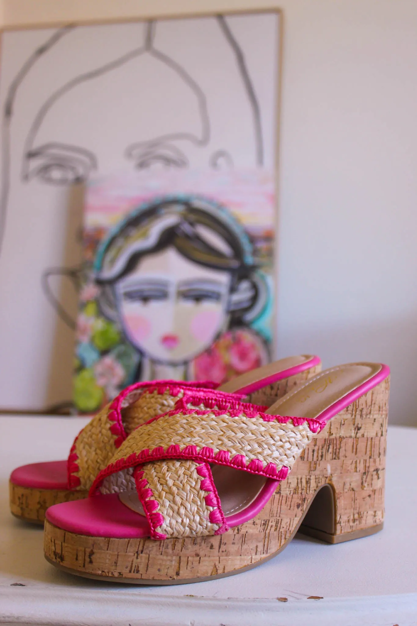 Life of the Party Cork Heel - Pink/Natural