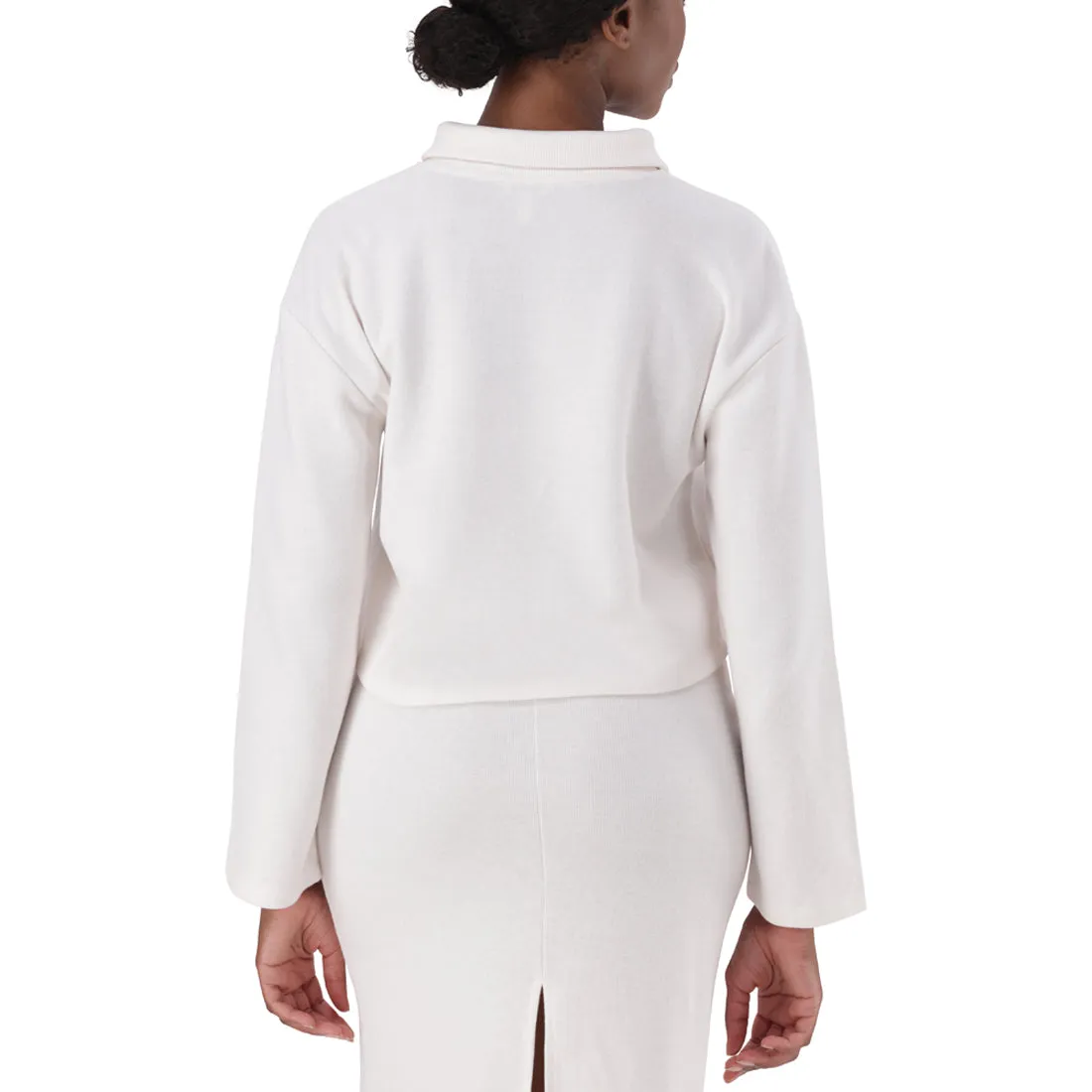 LUNA BONE RIBKNIT ROLL NECK TOP