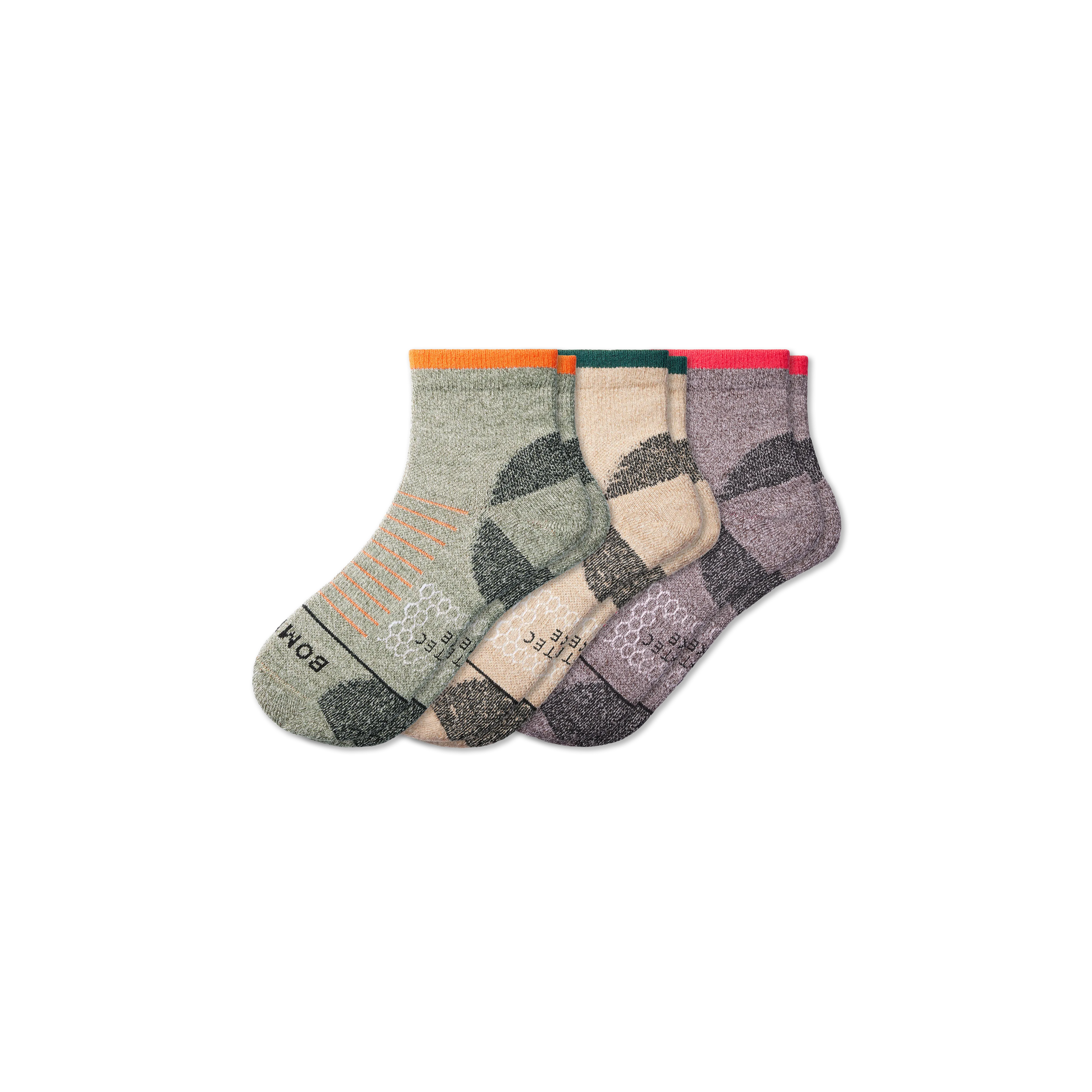 Men's Merino Wool Blend Hiking Quarter Sock 3-Pack