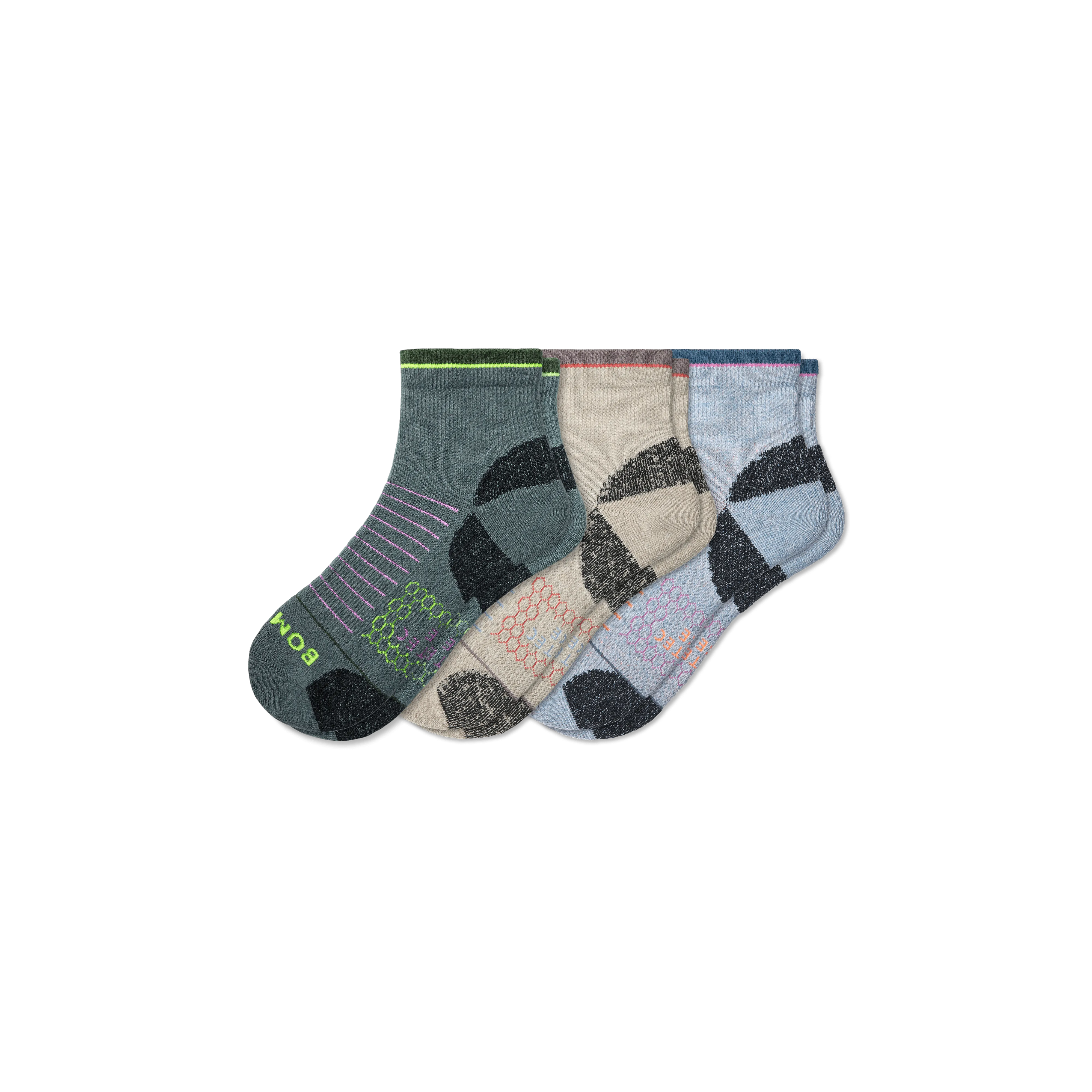 Men's Merino Wool Blend Hiking Quarter Sock 3-Pack