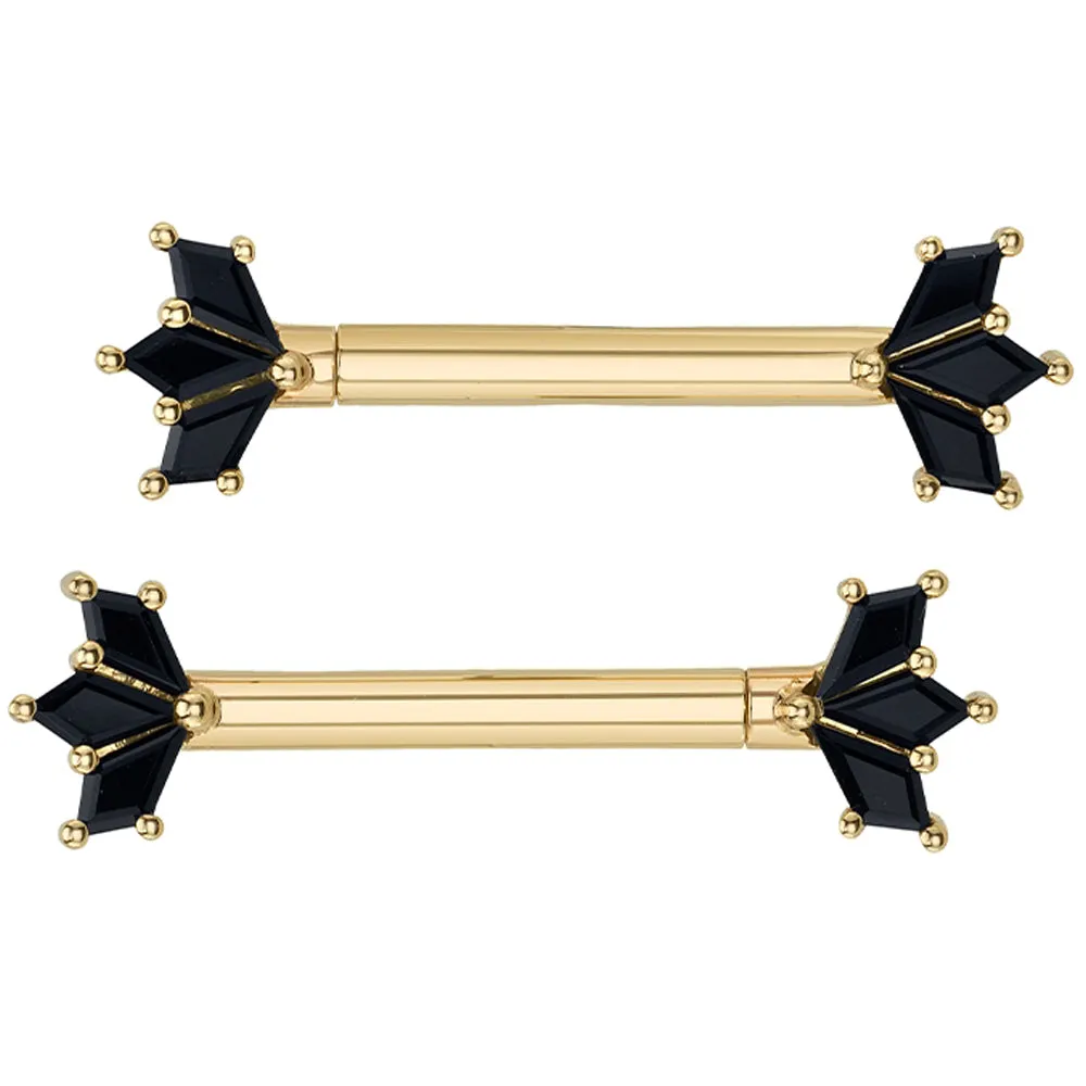 "Daydream" Forward Facing Nipple Barbells in Gold with