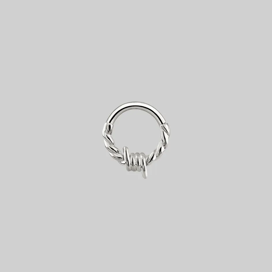 SURVIVAL. Barbed Wire Septum Clicker Ring - Silver