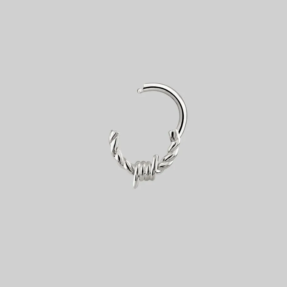 SURVIVAL. Barbed Wire Septum Clicker Ring - Silver