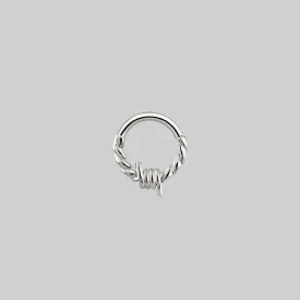 SURVIVAL. Barbed Wire Septum Clicker Ring - Silver