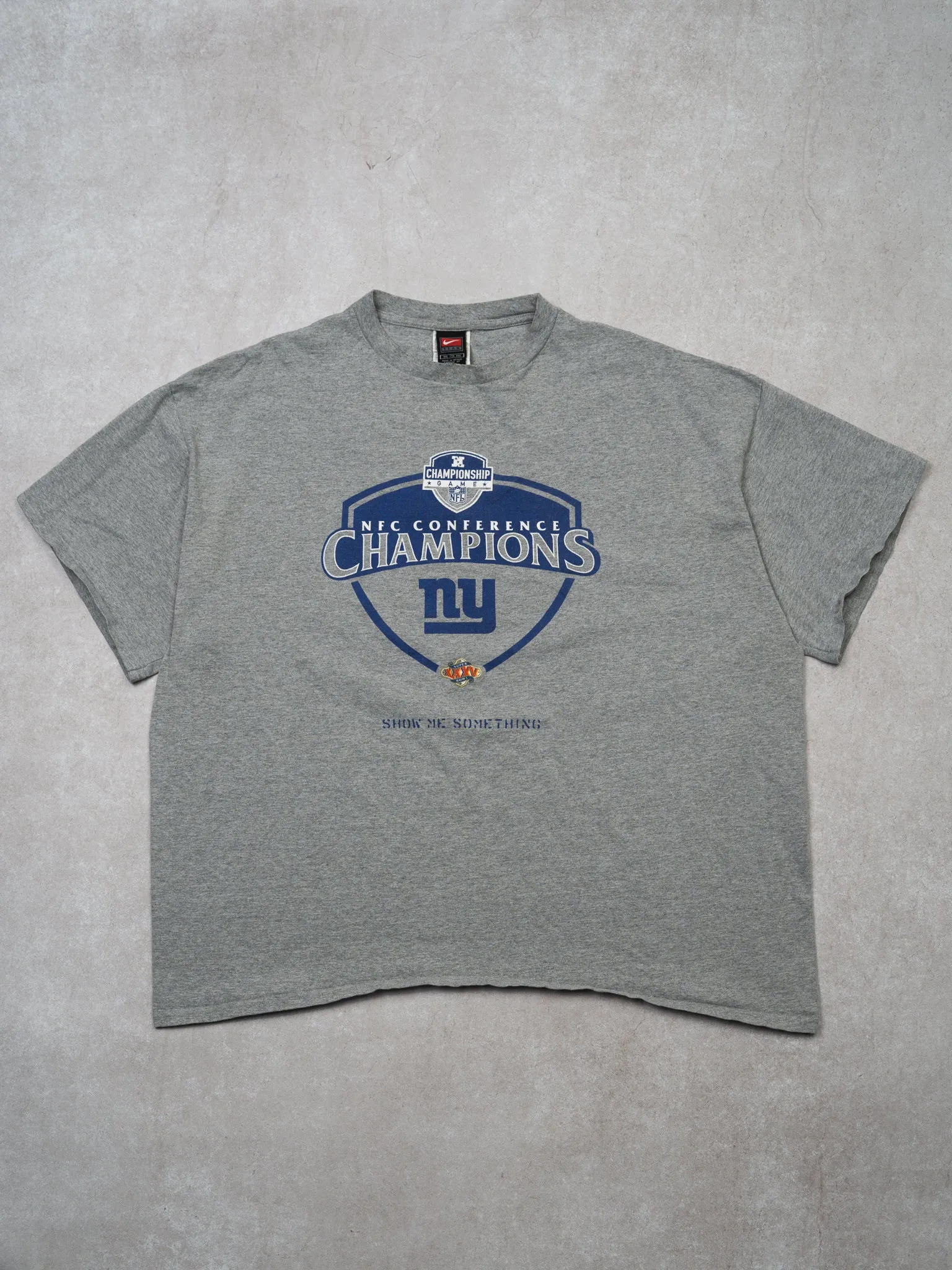 Vintage '01 Grey Nike NY Giants NFC Conference Champ Tee (XL)