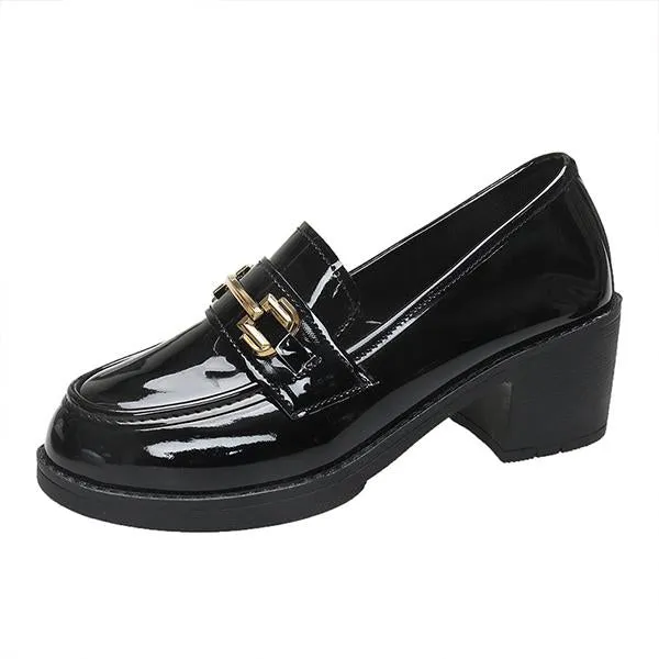 Women's Casual Horsebit Block Heel Loafers 81634754S