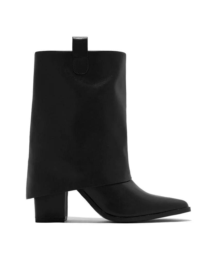 Women's Fashion Web celebrity style Slip On Chunky Heel Boots